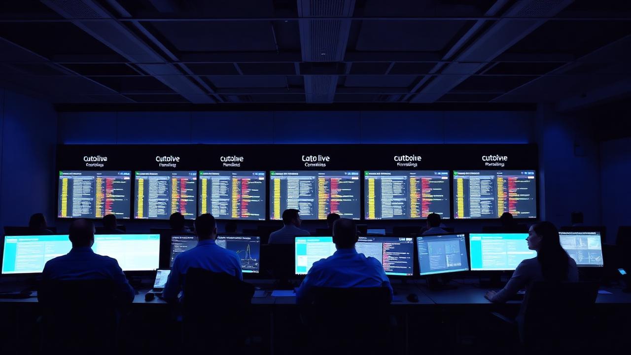 ERP go-live command centre with cutover status boards